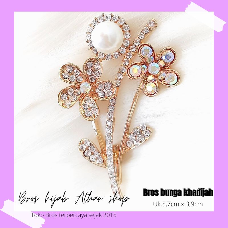 Athar shop COD Bros mutiara kristal fashion korea aksesoris fashion pin bros tuspin-Khadijah gold