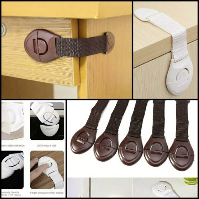 LZ.D9 Pengaman laci tipe 3 (kain). safety belt lock drawer/ pengaman laci, meja bayi/ baby safety
