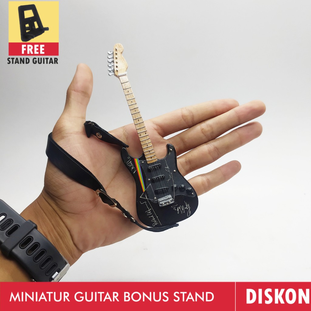 miniatur gitar pink floyd miniatur gitar fender pink floyd hitam bonus strap dan stand
