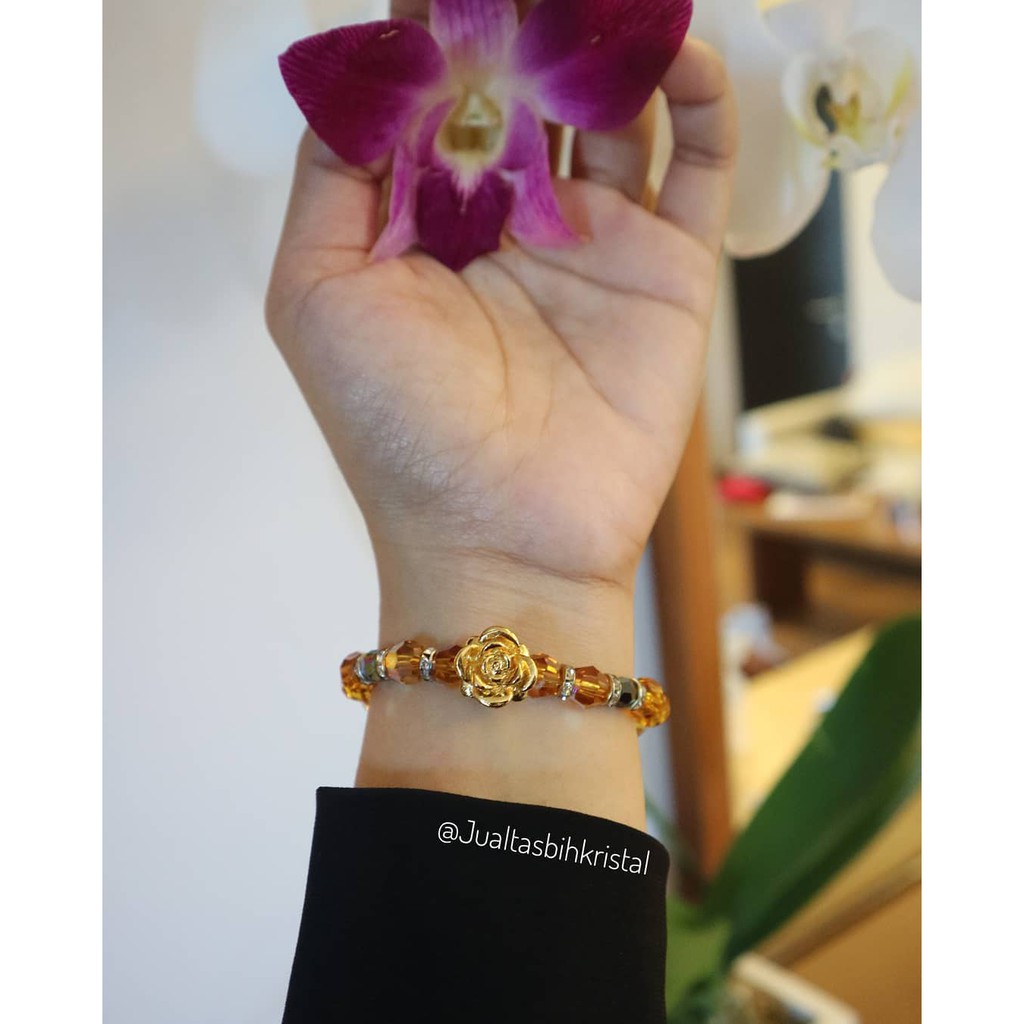 Gelang Swarovski Flower Gold/ Gelang Emas Imitasi Swarovski