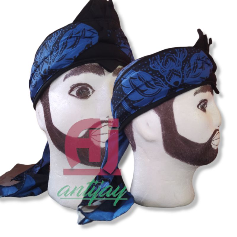 blangkon blankon iket sunda jawa motif baduy biru ukuran kepala pria dewasa allsize elastis bisa dil