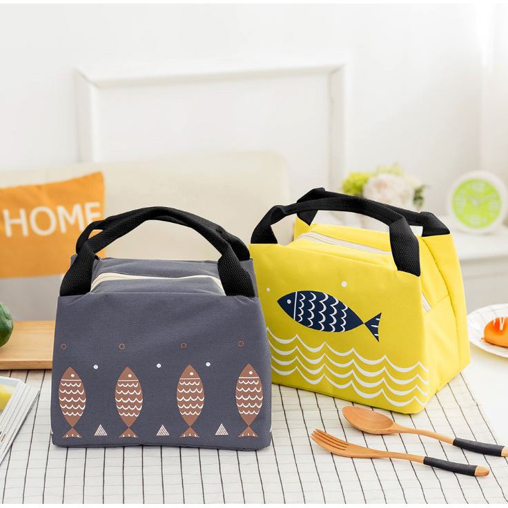 BABY STORE01 - TB106 WATERPROOF TRAVEL LUNCH BAG FISH PATTERN / TAS BEKAL TAHAN PANAS &amp; DINGIN