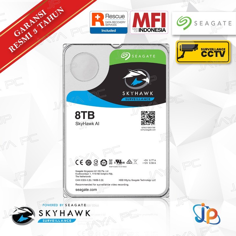 Seagate PC Skyhawk AI 8TB 3.5" HDD/ Hardisk/ Harddisk Internal CCTV