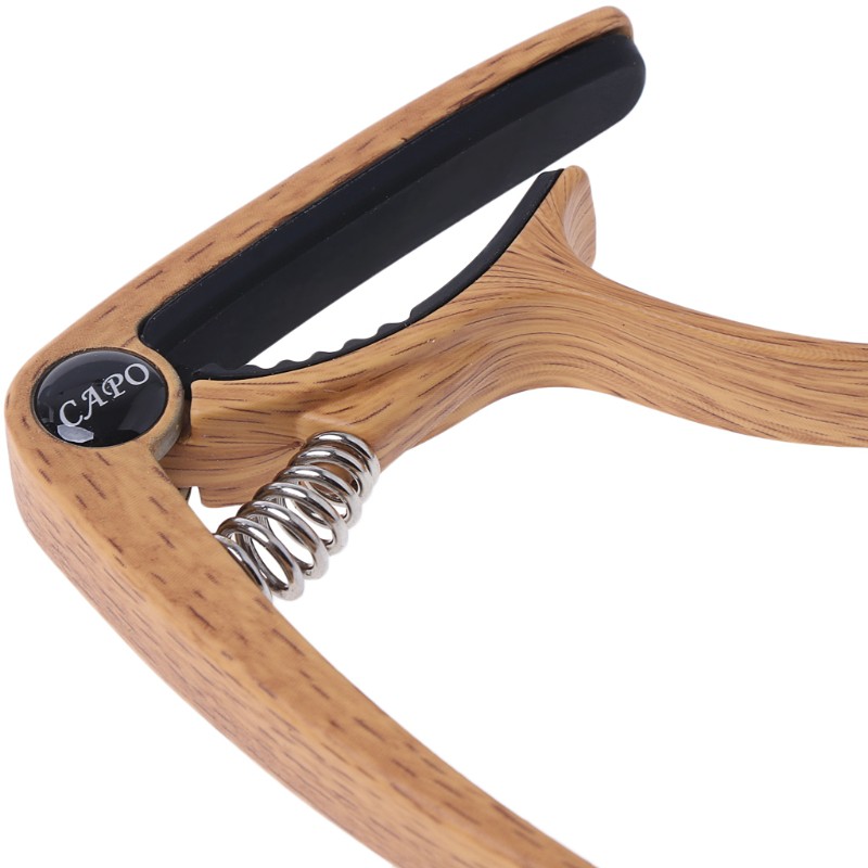 Capo Gitar Aluminum Alloy Wood Design with Bridge Pin Remover - QBJ - OMTHPMDW Dark Brown