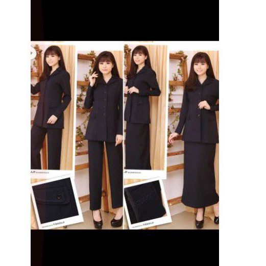 jas PNS navy jas guru biru Dongker set rok celana KD 7001
