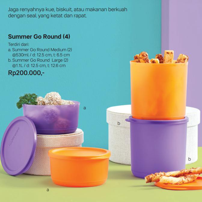 Dijual Tupperware Summer Go Round Tempat Makanan Bulat Sedang dan Tinggi u Diskon