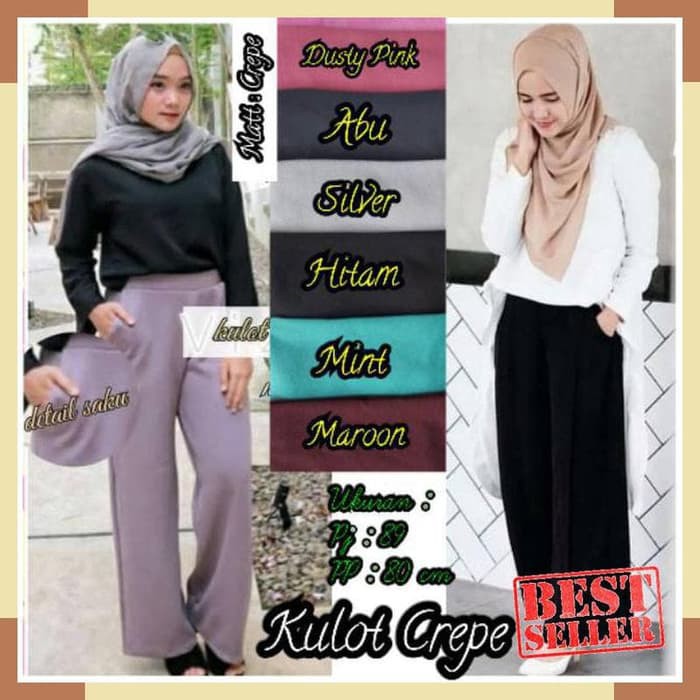 kulot crepe  polos /kulot panjang/kulot polos