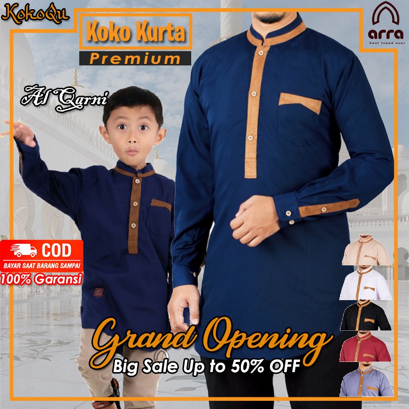 Baju Koko Muslim Kurta Pakistan Couple Keluarga Ayah dan Anak Lengan Panjang Arra Al Qarni