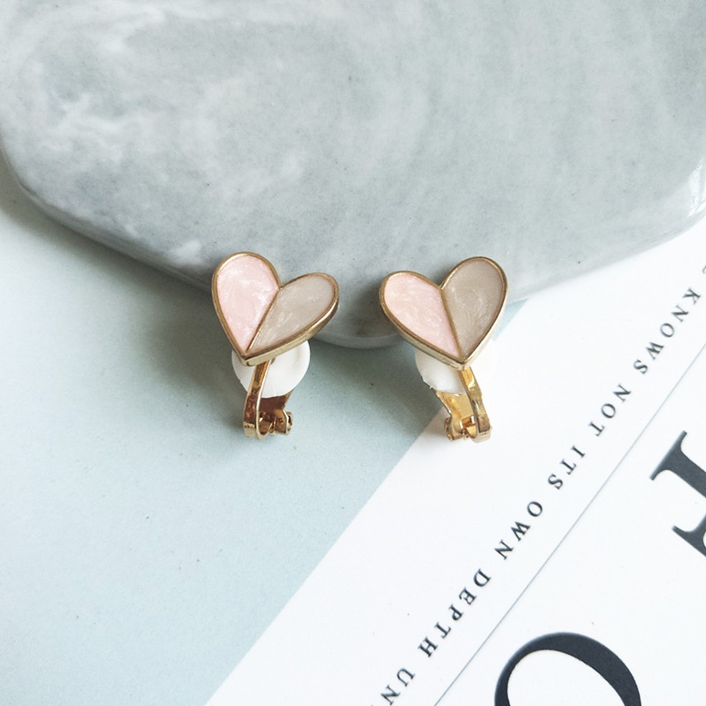 Anting wanita love panjang merah korean style-7