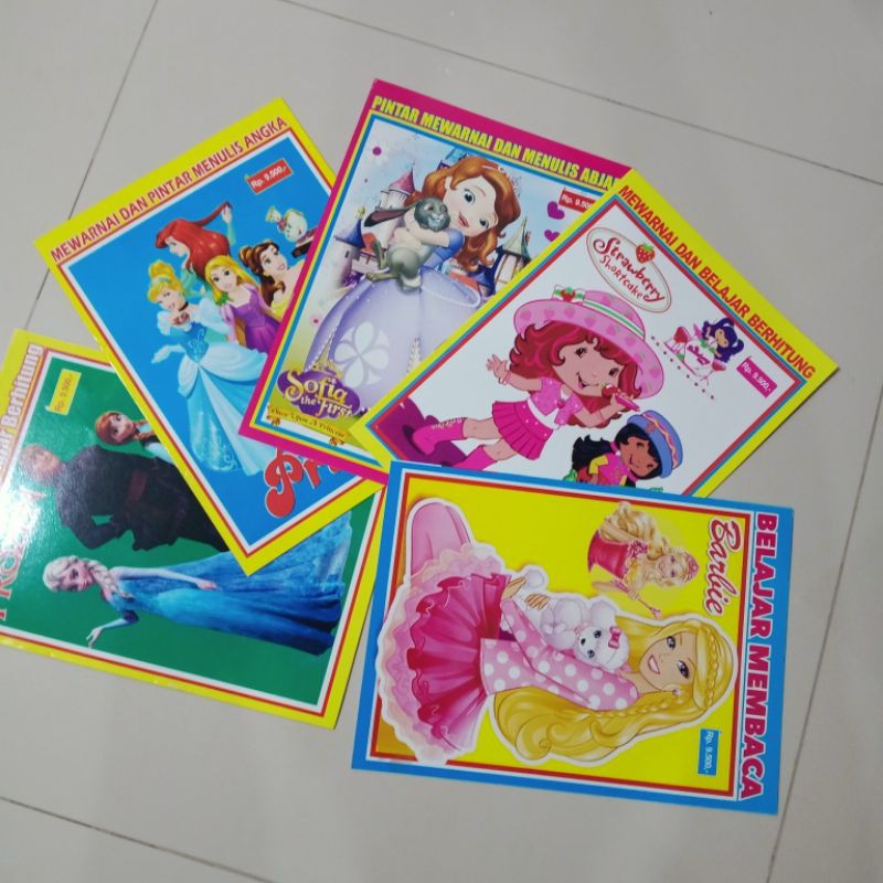 buku paket isi 5 buku, mewarnai untuk anak perembuan A4(21×30cm)