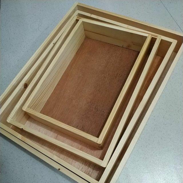 Kotak Hantaran Seserahan Mahar Kayu Rustic 1 Set Isi 4 Natural