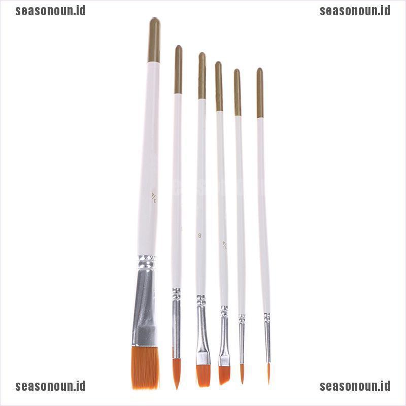 【sea】6Pcs Art Painting Brushes Set Acrylic Oil Watercolor Artist Paint Brush Set