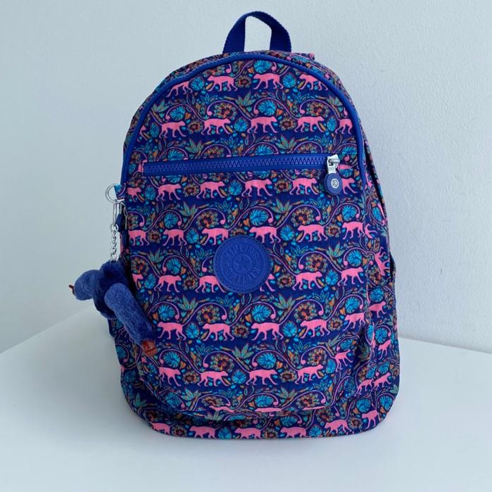Tas Ransel Kipling Class Seoul S Medium Monkey Mania Biru Sekolah ORIGINAL Kuliah Travel Jalan Kerja