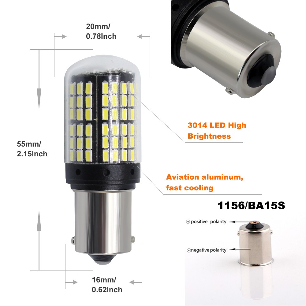 1pcs 144LED Strobe 3 kali LED membalikkan cahaya lampu cadangan bulb 1156 T20 T15 LED p21w W16W w21