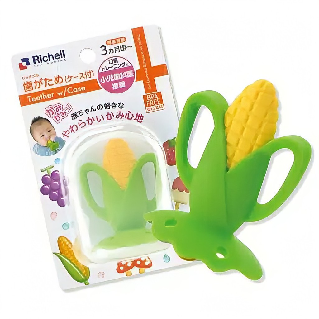 Richell Teether Corn With Case Gigitan Motif Jagung