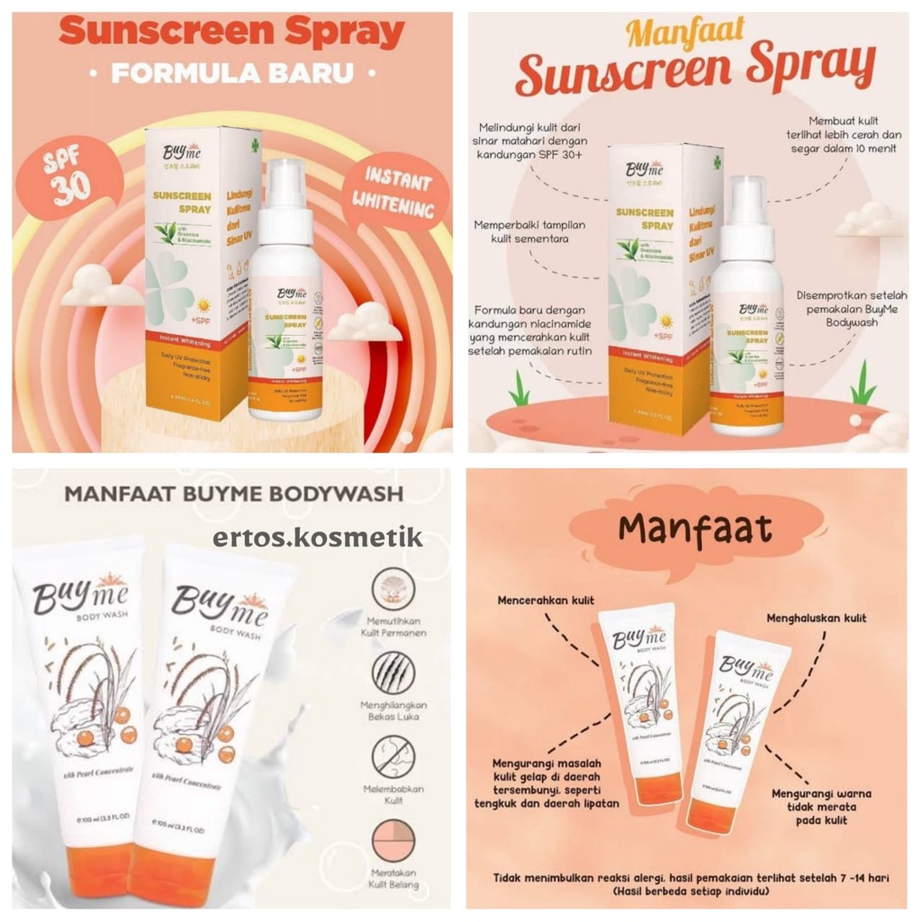 BUY ME SUNCREEN SPRAY BUYME BODY WASH MENCERAHKAN MEMUTIHKAN KULIT TUBUH