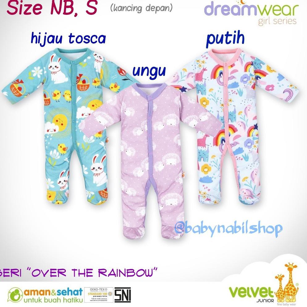 rS1Code [Size NB/SML] VELVET JUNIOR Dreamwear Sleepsuit Baby - Seri Over the Rainbow (Girl) B6T4 (pr