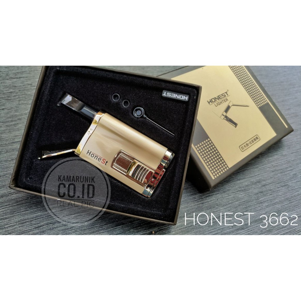 KOREK GESEK LAS + PIPA ROKOK HONEST KOTAK 3662 MANCIS LIGHTER