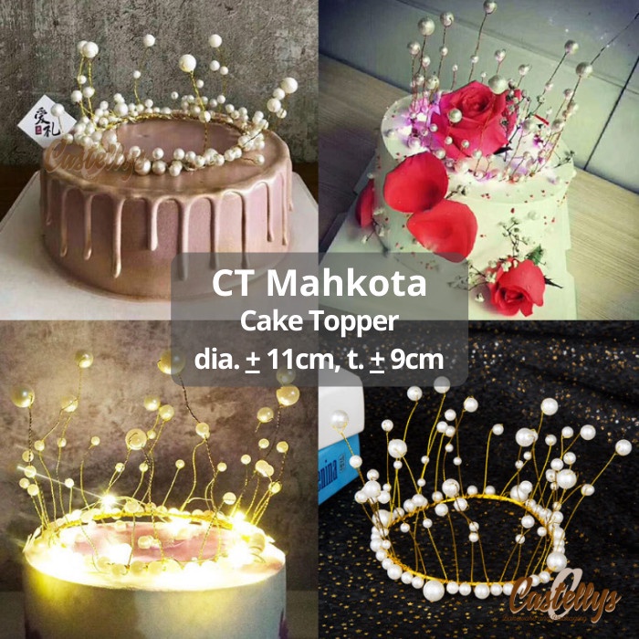 CT Mahkota Cake Topper Mutiara Pearl Hiasan Kue Tart