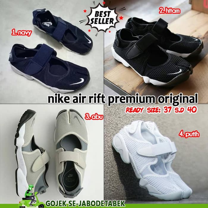 nike air rift PREMIUM ORIGINAL IMPORT- warna silver. sepatu wanita -
