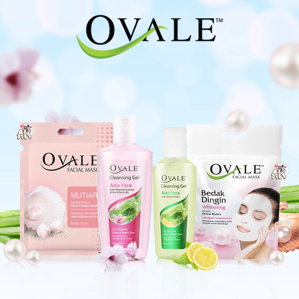 OVALE FACE CARE SERIES ( FACE MASK MUTIARA, BEDAK DINGGIN / CLEANSING GEL )