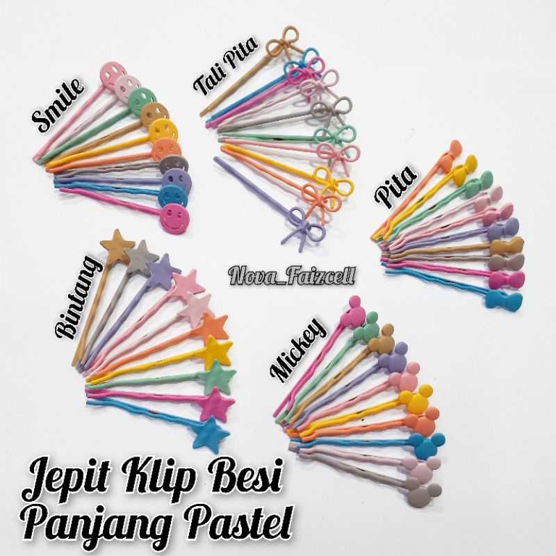 Jepit Rambut Klip Besi Panjang Warna Pastel Doff anak-anak atau Remaja.
