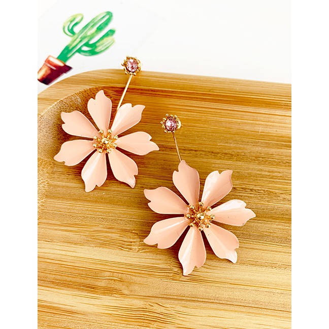 LRC Anting Tusuk Fashion Alloy Diamond Flower Earrings F96680