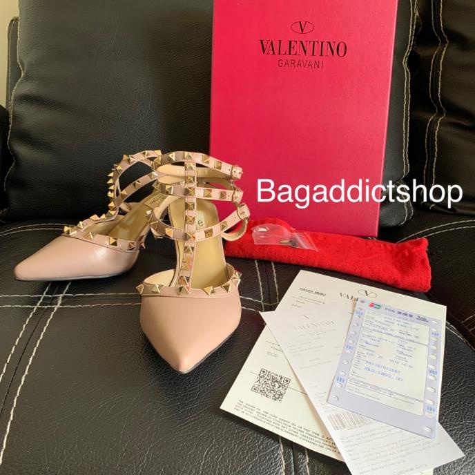 Sepatu Valentino Rockstud Strap Heels Poudre 36 37 38 39 40 Mirror Vip