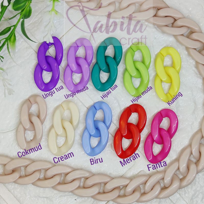 (34cm)Mote Rantai Plastik Gepeng