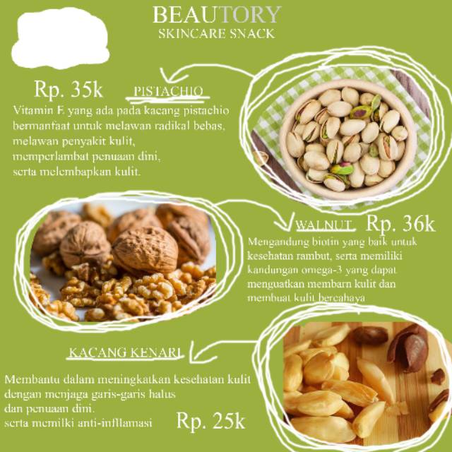 

Snack skincare | Pistachio panggang | Walnut Panggang | Kenari panggang |