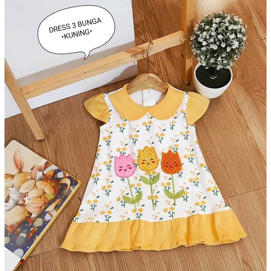 Dress Anak Perempuan Bunga 1 Ukuran Estimasi Usia 2-9 Bulan / Dress Bayi