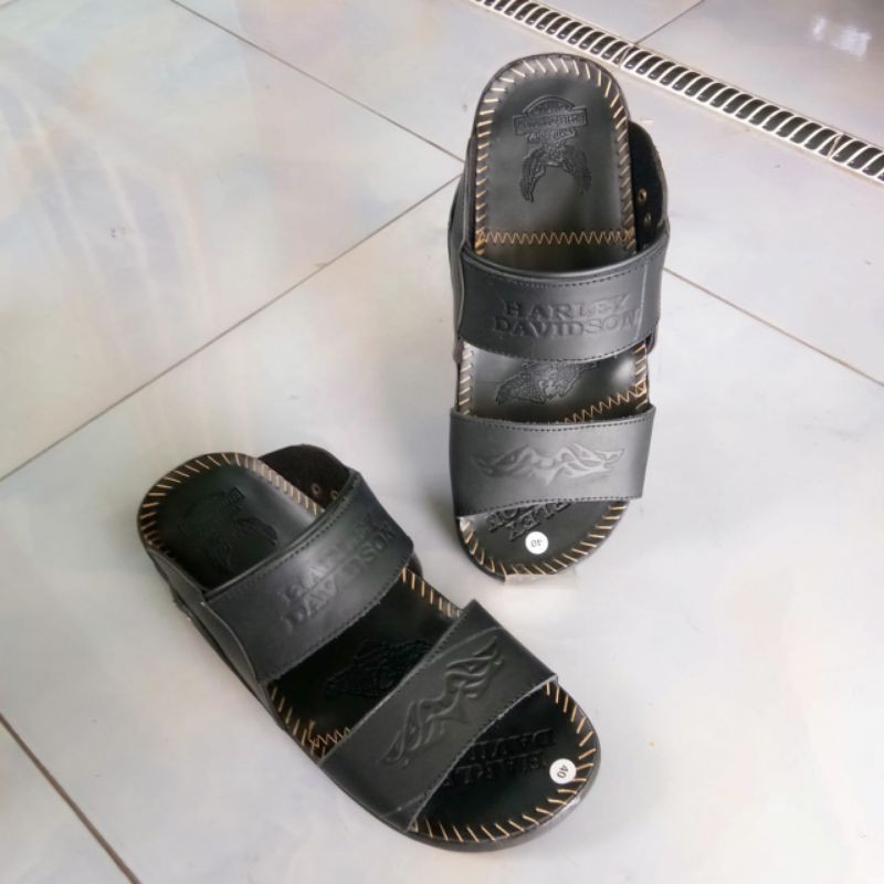 sandal Harley kulit asli ban  2 pria sandal slip kulit asli