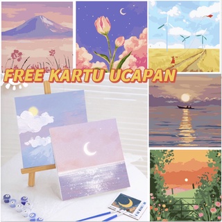 【 With Frame】 / Paint by Number / DIY Canvas Acrylic Paint / Painting kit / Deco Colouring art