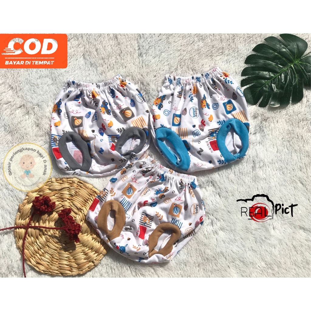 [CPOPPL002] 3 Pcs Celana Pop Bayi Celana Pendek Bayi Newborn Umur 0 - 6 Bulan