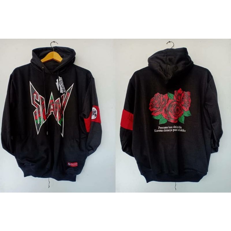 hoodie slank mawar merah