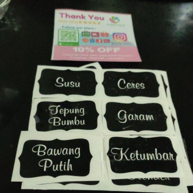 Paket 30 pc Stiker  Bumbu  Nama Custom Murah Awet Dekorasi 