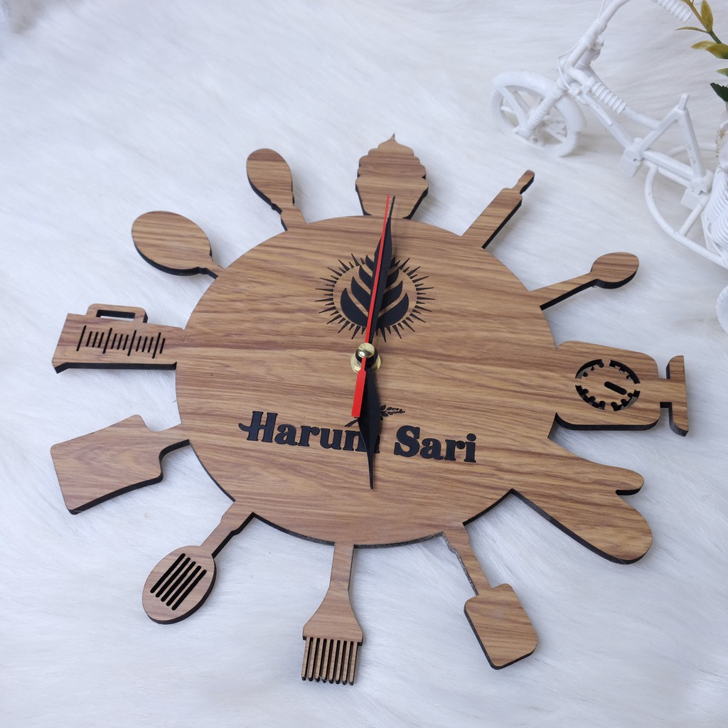 Custom Jam Dinding Kado Clock Grafir Nama Toko Restoran Cafe