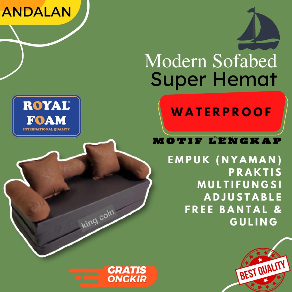 Kasur Busa Lipat Royal Foam Sofa Bed Waterproof Kain Oscar Anti Air Tahan Ompol Anak Bayi