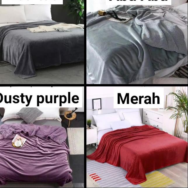 ►palinglari◄ v-4 Selimut Bulu  tebal Motif Polos Ukuran 180 x 200cm$