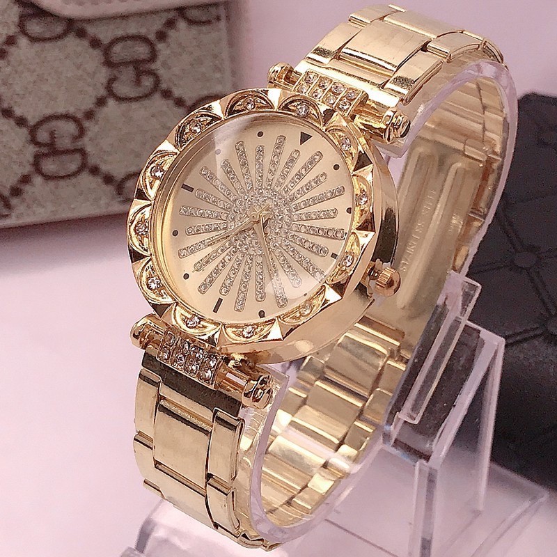 ✅[COD] Jam Tangan Wanita menonton Jam Tangan Wanita Tali stainless steel RANTAI KRISTAL KRISTAL W100