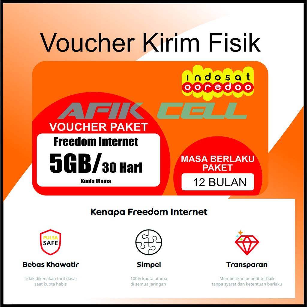 Voucher Perdana Indosat Freedom Internet 5gb 30 Hari Area Khusus Shopee Indonesia