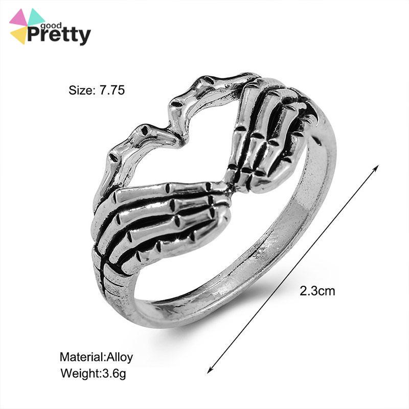 Korea Retro Hell Ghost Tangan Cinta Cincin Mendominasi Tren Pria Dan Wanita Cincin Perhiasan - PD