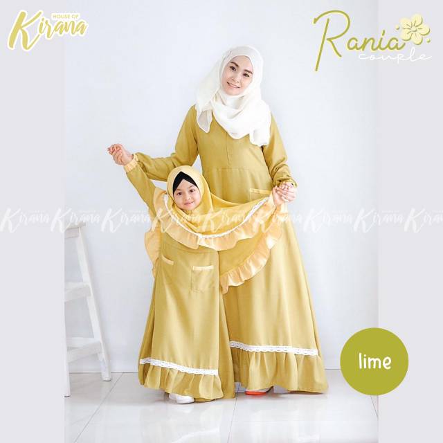House of kirana-Gamis anak dan ibu- motif polos-warna lime,pink,ungu,merah