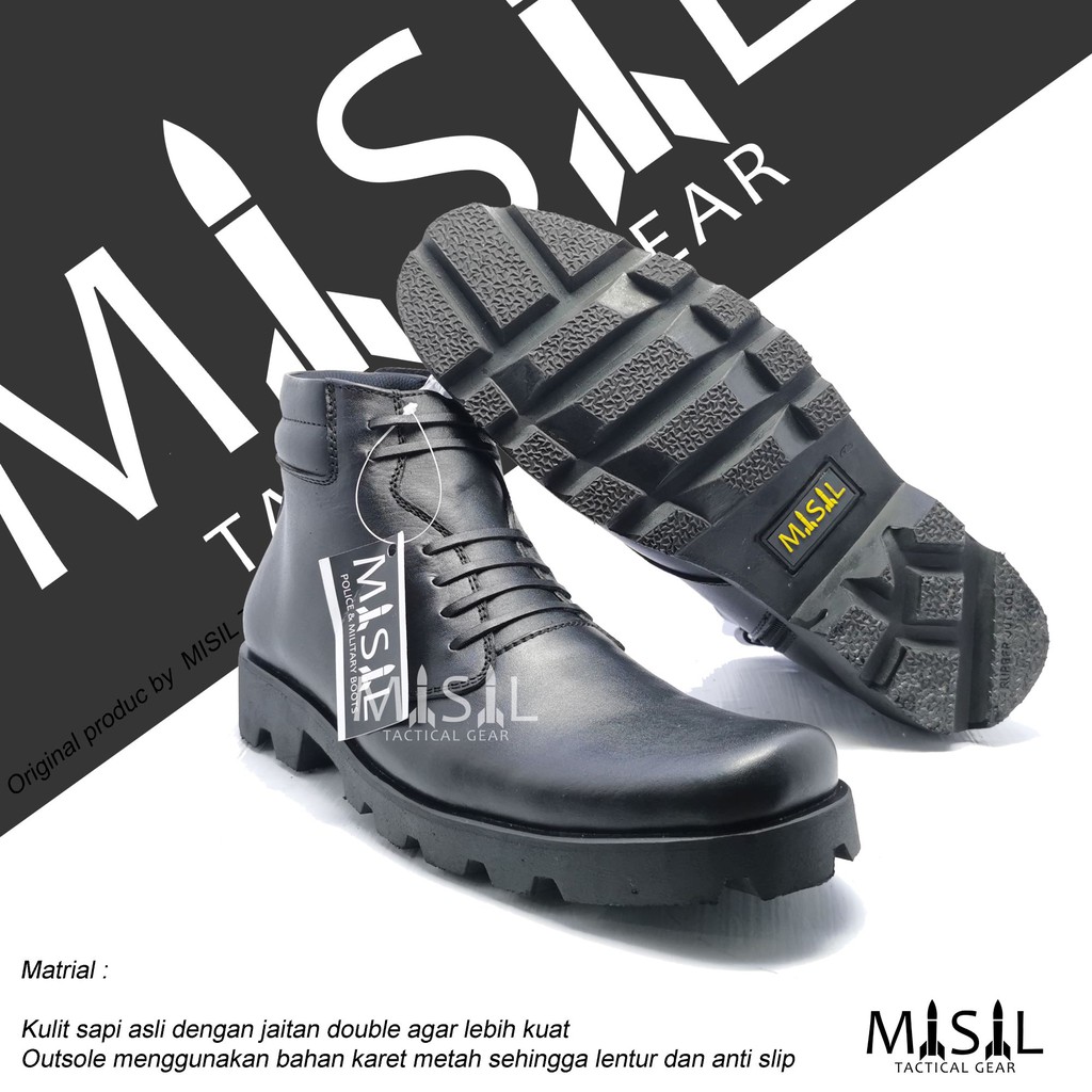 Sepatu PDH 100% kulit asli TNI Polri  security Original MERK MISIL