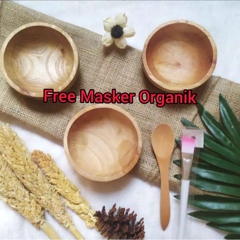 Set Mangkok Masker Kayu Mahoni Packing Box Free Masker Organik