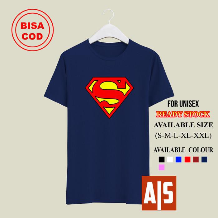 Baju Kaos Distro Superman logo Tshirt Super Hero Atasan Pria - Putih, S