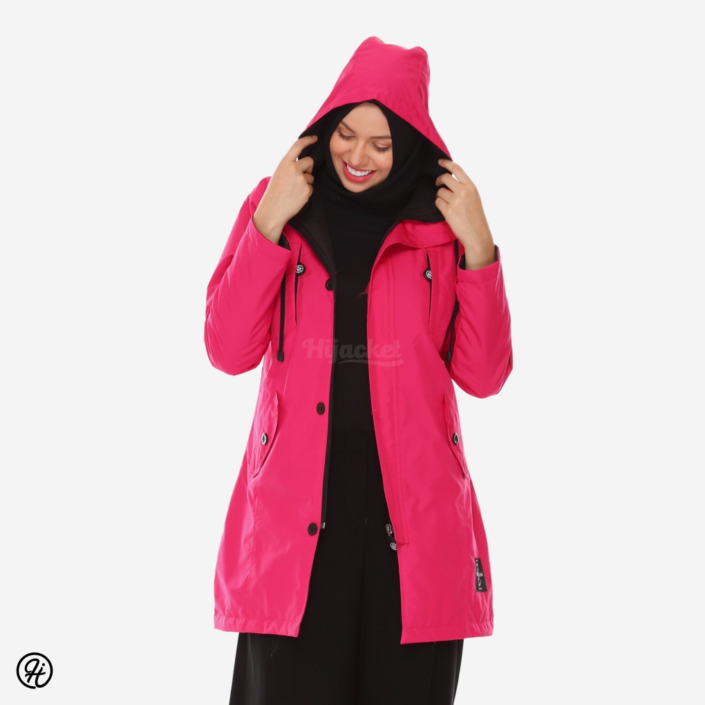 Hijacket Ixora Deep Pink Wind & Water Prouf Original  Jaket Wanita Muslimah Jaket Parka Hijaket-2