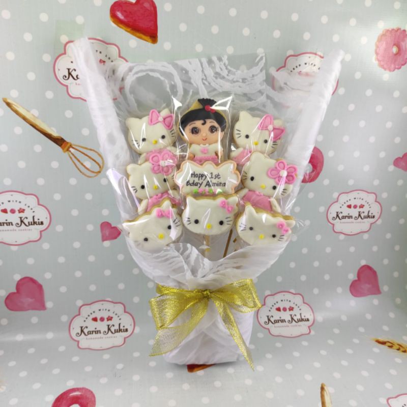 

HAND BUKET KUKIS ULTAH HELLO KITTY 9 PCS