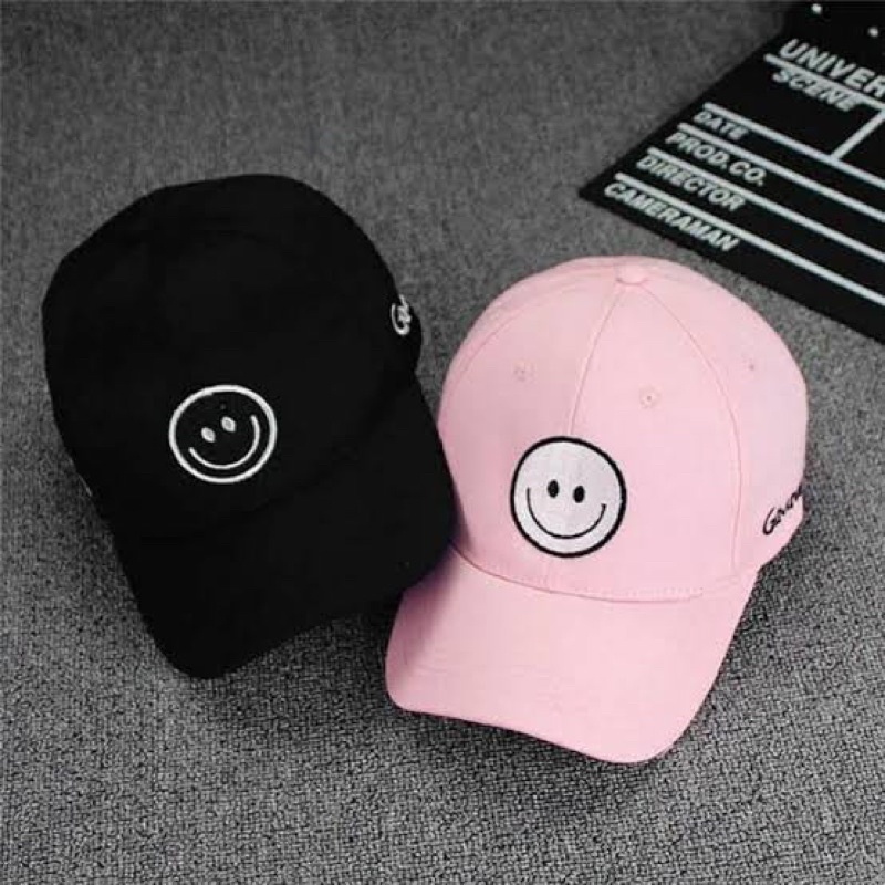 Topi Baseball Pria Wanita Dewasa Bordir Smiley Hello Sad Savage Insomnia Unstopabble Saranghae Love-Smiley