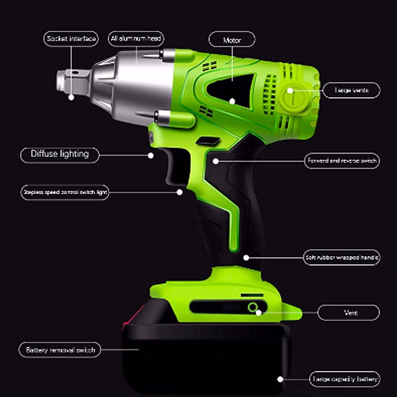 Cordless impact wrench 988V mesin buka tutup baut 988 volt impek impak impect wrench